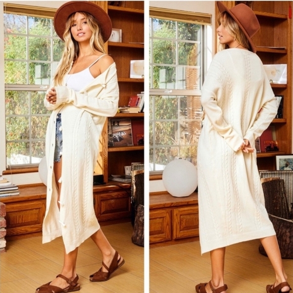 Boho Long Knit Open Cardigan - Picture 3 of 4